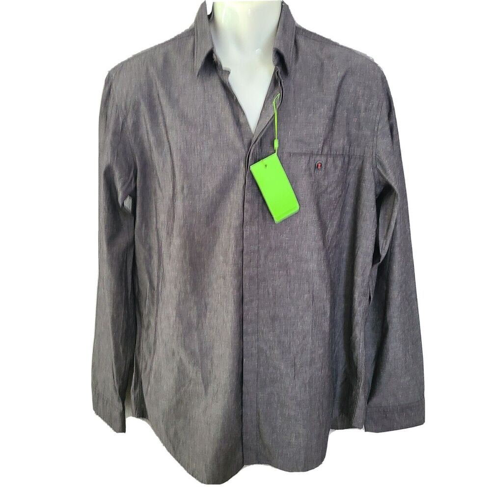 BOSS HUGO BOSS Slim Fit L/S gray Chambray Like Textured  Casual Shirt sz XL new